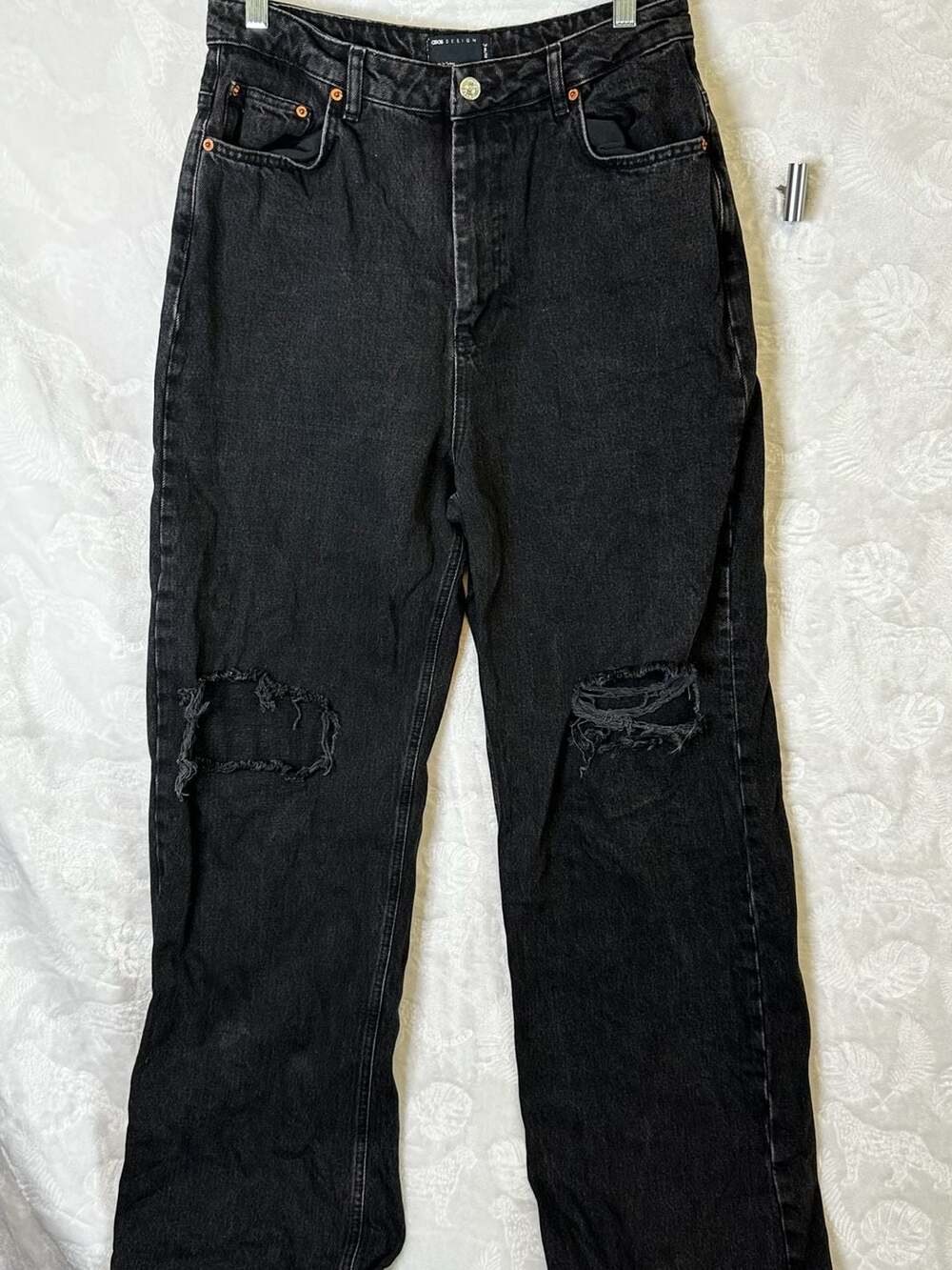 ASOS DESIGN Tall Distressed Black Denim Jeans 32x36